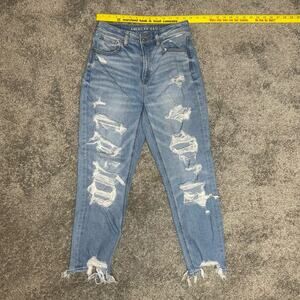 American Eagle Mom Jean Size 2 SHORT Distressed Faded Pants Ripped